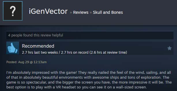 Εικόνα για άρθρο με τίτλο Skull And Bones, As Told By Steam Reviews